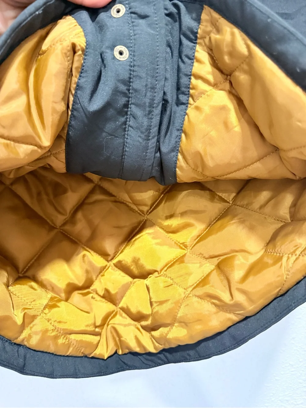 Levi's Dark Gray Quilted Vest with Yellow Trim S